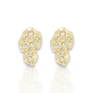 Africa CZ Nugget Earrings - 10K Yellow Gold