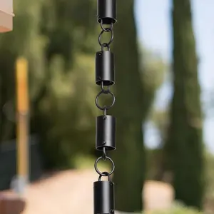 Aluminum Cylinder Rain Chain Replacement Downspout for Gutters, Black Powder Coated