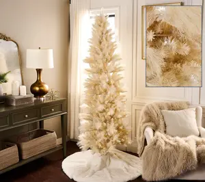 7' Illuminated Slim Tree with Pampas Accents by Kim Gravel
