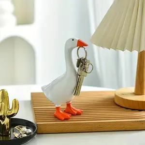 7-Inch Smooth Waterproof Scandinavian Desk Goose Resin Figurine - Decorative Magnetic Key Holder, Ornament for Office Desktop, Home Decor, Housewarming Gift Animal Decorations