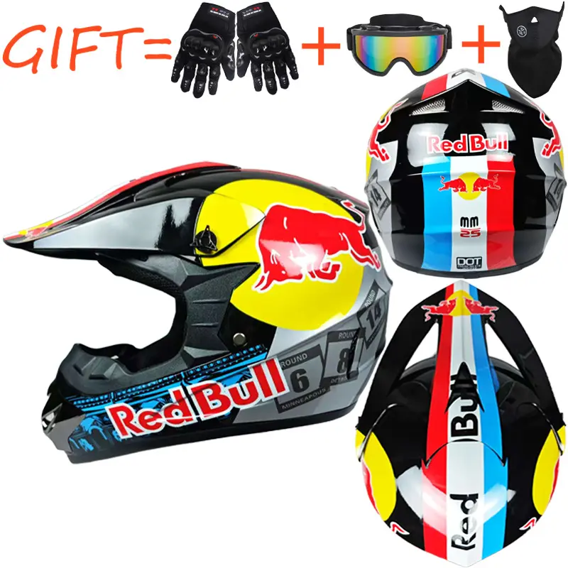 Unisex All Season Full Face Off-Road Helmet with Adjustable Visor & Reflective Design, Durable Impact Safety Protective Gear for ATV Go-Kart Mountain Bike Downhill Motorcycle