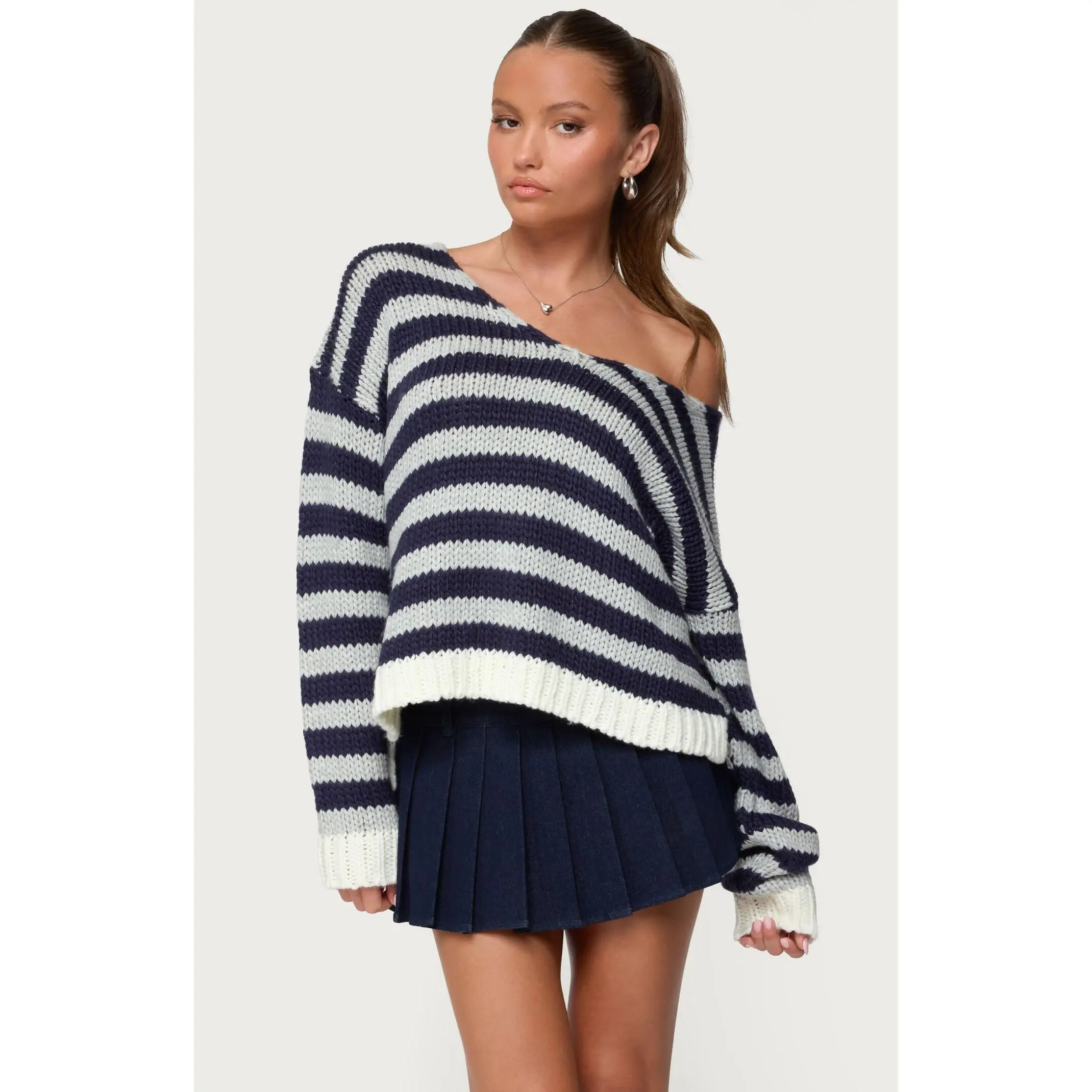 Edikted Women's Eugenie Oversized Striped Knit Sweater