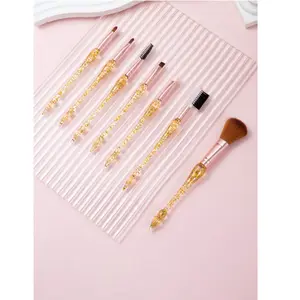 7pcs Transparent Makeup Brush Set With Glitter Accent, Creative Hourglass Shape Eye Makeup Brushes,brushes for makeup