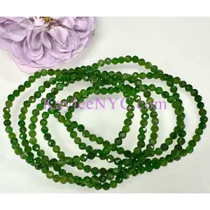 6 PCs 4mm Natural Diopside Faceted Bracelet 7.5”