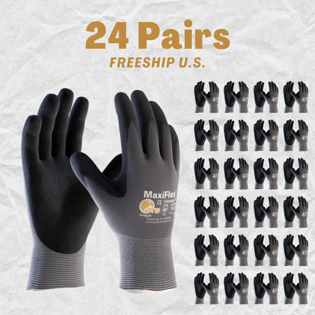 24 Pares MaxiFlex Guantes Para Trabajo - Maxi Flex Abrasion-Resistant Foam Nitrile Work Gloves For Men