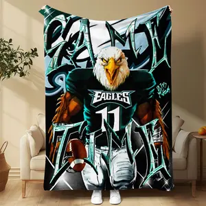Football Player Pattern Blanket, Slogan Print Blanket, Soft Comfortable Throw Blanket, Cool Bedroom Bedding Blankets, Warm Napping Blanket for Home Office Travel