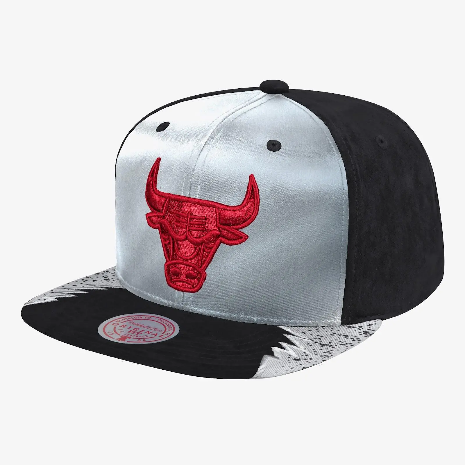 Chicago Bulls Silver and Black Day Five Snapback Hat NBA Throwback Cap Adjustable Fan Gear Mitchell & Ness
