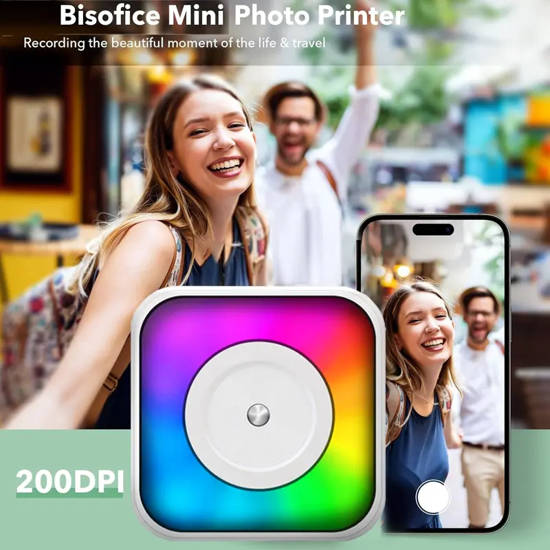 Mini Sticker Printer M1, Mini Thermal Printer with 3 Rolls Paper, Portable Bluetooth Inkless Printpods, Pocket Label Maker Suitable for Creative Kids DIY, Diaries, Photos, Study Notes summervibes