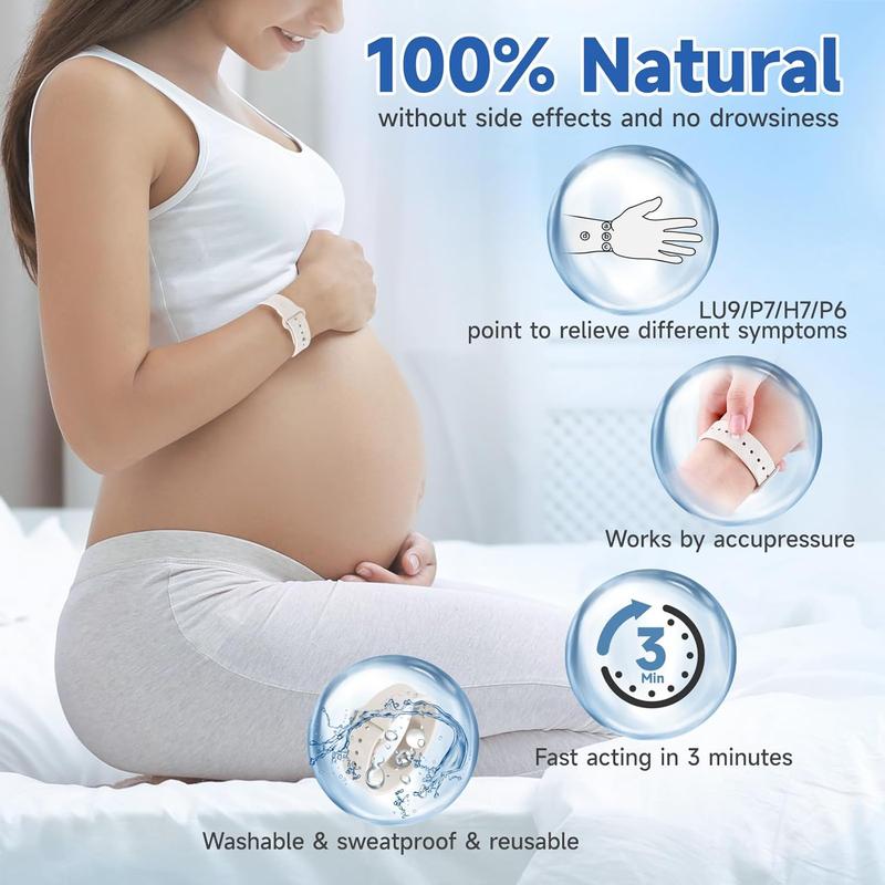 Motion Sickness Bands for Adults and Kids Nausea Relief for Pregnant Women Seasickness Wristband for Cruise Ship Essentials (white) breathable silicone