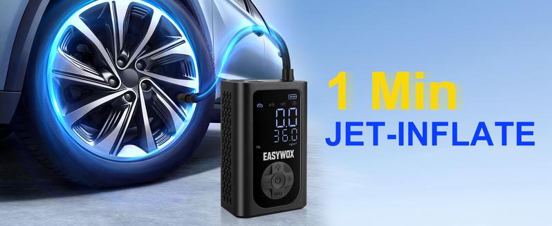 Easywox Portable Wireless Tire Inflator 150PSI Smart Air Pump Power Bank LED Light for Cars Motorcycles and Other Vehicles
