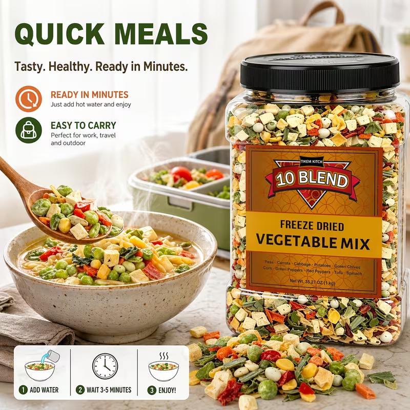 Deluxe Dry Natural Snack Dried Vegetable Soup Mix, 16/25/35 oz Resealable Pouch - Premium Dehydrated Vegetable Blend for Cooking, Camping - No MSG, Vegan Emergency Food Supply