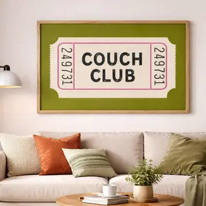 Couch Club Ticket Poster,  Cozy Home Decor Gift For Relax Lovers, Perfect For Living Room Chill Vibes & Lazy Weekend Mood