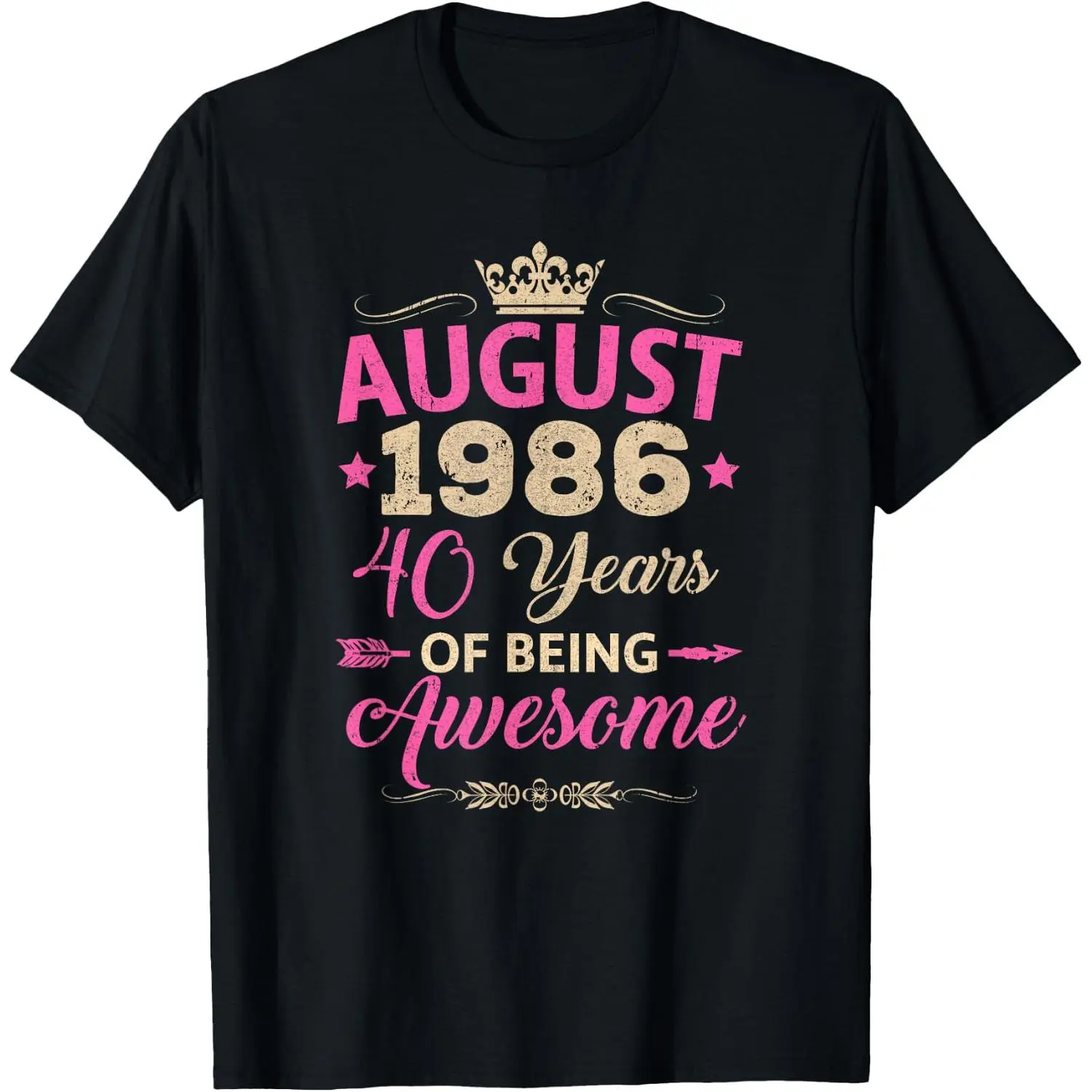 100%cotton August 1986 40 Years of Being Awesome Retro 40Th Birthday T-Shirt