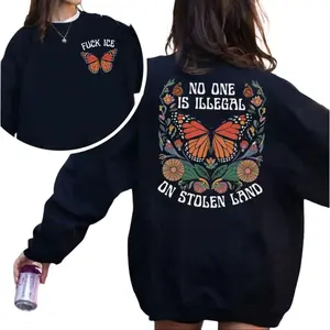 Washed Fck Ice Sweatshirt, No One Is Illegal On Stolen Land Shirt, Retro Anti Maga Pro Immigration Hoodie, Social Justice Human Rights Activist, Unisex Sweater Pullover Tee