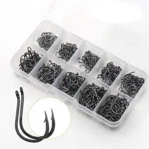 500 count Small Fishing Hooks, Assorted 10 Sizes(3#-12#) Fish Hooks Portable Plastic Box,   Fishhook with Barbs for Freshwater/Seawater
