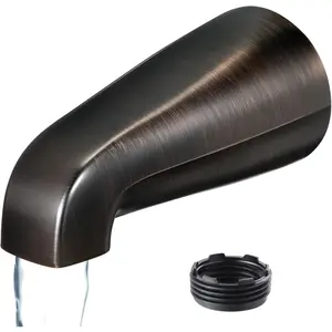 Universal Bath Tub Spout with Adapter, 5" Bathroom Bathtub Faucet Spout Without Diverter, Fits for 1/2'', 3/4'' IPS Inside Thread Connection and Tub/Shower Faucet Brands (Oil Rubbed Bronze)