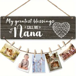 Wooden Photo Frame, Hanging Wooden Photo Holder, Heart Shaped Decor, Unique Gift for Grandma, Grandparents, Mother's Day, Displays Favorite Memories, Creates Lasting Impressions, Decor