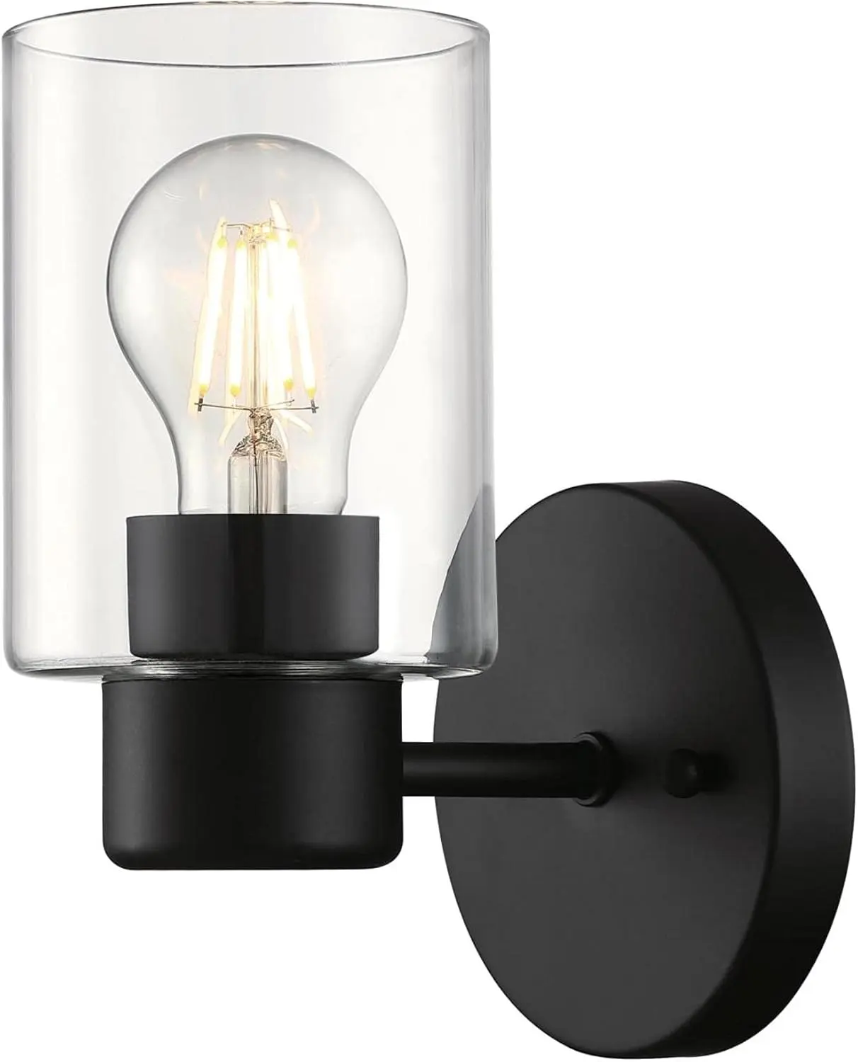 Westinghou 6115500 Sylvestre Transitional One-Light Indoor Wall Light Fixture, Matte Black Finish, Clr Glass, Wall Lights Decor, Westinghouse