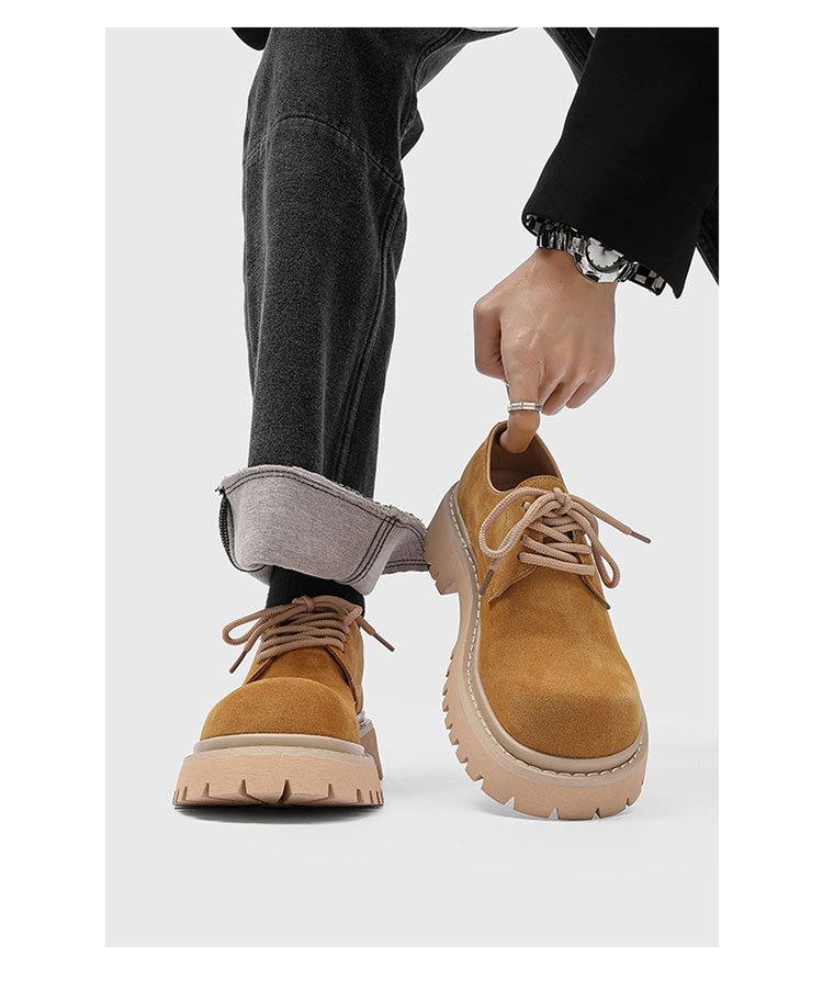 Cheat Code Height Boost: Burgundy Suede Platform Derby Shoes