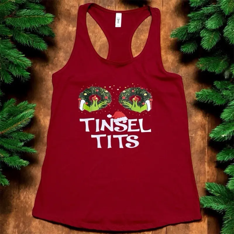 Women's Custom Funny Christmas Next Level Racer Back Tank Top Sz L