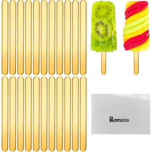 30 Pieces Acrylic Sticks Reusable Cakesicle Sticks Cake Pop Mold Mirror Ice Pop Sticks Ice Cream Cakesicle Mold for Home Cake Candy Gifts Party Craft (4.5 Inches, Gold)