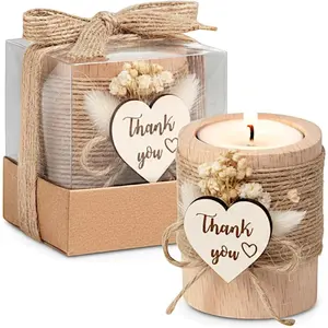 20 Pack Candle Party Favors Adults Thank You Souvenir Gift for Wedding Guests Baby Shower Handmade Elegant Candle Holder Favors for Guests Minimalist Design Personalized Sticker