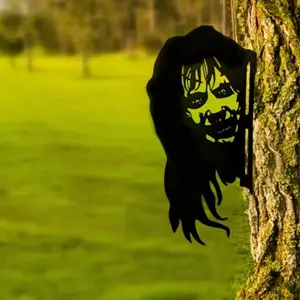 Halloween Terror Witch Silhouette, Outdoor Hanging Decor, Patio Decoration, Unique Wall Hanging Metal Iron Art Decoration for Outdoor Garden, Spooky Home Decor Accent, Ornaments