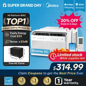 【SBD】Midea 6K/8K/10K/12K BTU U Shaped Smart Inverter New Window Air Conditioner,  2026 version AC, Cools up to 450 Sq. Ft.,Ultra Quiet with Open Window Flexibility, Works with Alexa/Google Assistant, 35% Energy Savings, Remote Control, New Arrivals