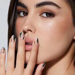 Static Nails Like-Acrylic Reusable Pop-On Manicures - Golden Hour Round - The Better, Long-Lasting Alternative to Press-On Nails, Acrylics, Gel, and Dip Nails