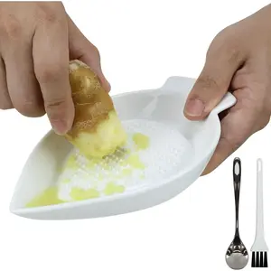 Ceramic Grater Plate for Grinding Wasabi Ginger Garlic Cheese Carrot Fruits Vegetables, Working for Home Kitchen Cooking Preparation