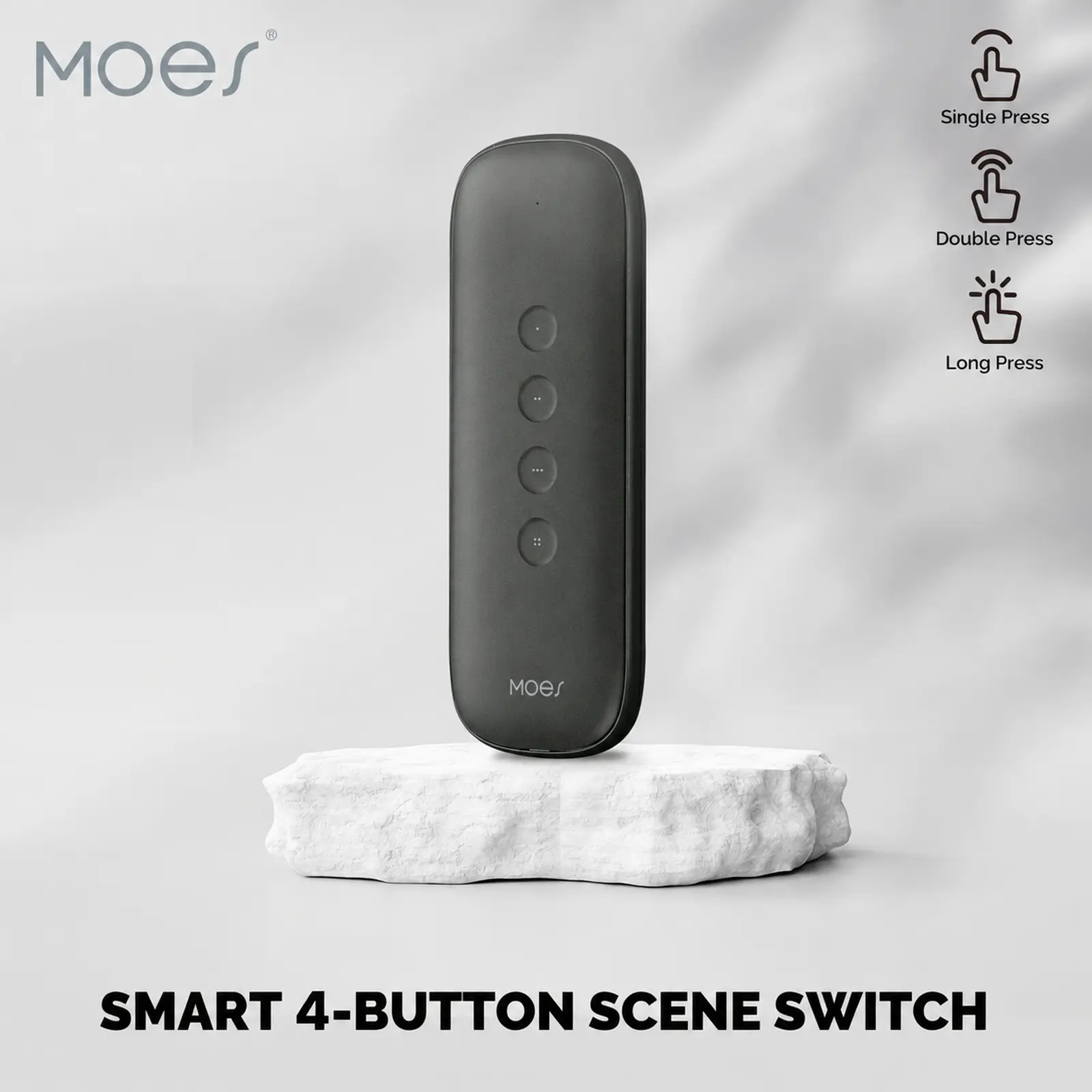 MOES Tuya ZigBee Smart Scene Switch - 4-Button Portable Wireless Lightweight CR2032 Cell Battery-Powered Remote Control with 12 Automation Scenarios, Indoor Use, Remote Trigger (Home Improvement Smart Control)