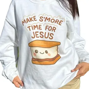 MarpleCollective S'more Time for Jesus Faith-Based Everyday Hoodie with Adorable S'more Design for Comfort and Style-Great Christmas Gift! Trendy Christian Shirt to Love Print Fall