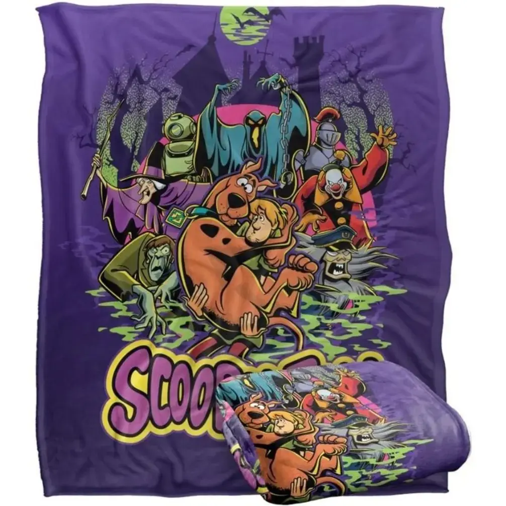 Scooby-Doo Classic Halloween Spooky Poster Scene Silky Touch Super Soft Cooling Throw Blanket, Christmas Gift for Kids & Adults, Girls’ Bedroom or Sofa Decor, Child