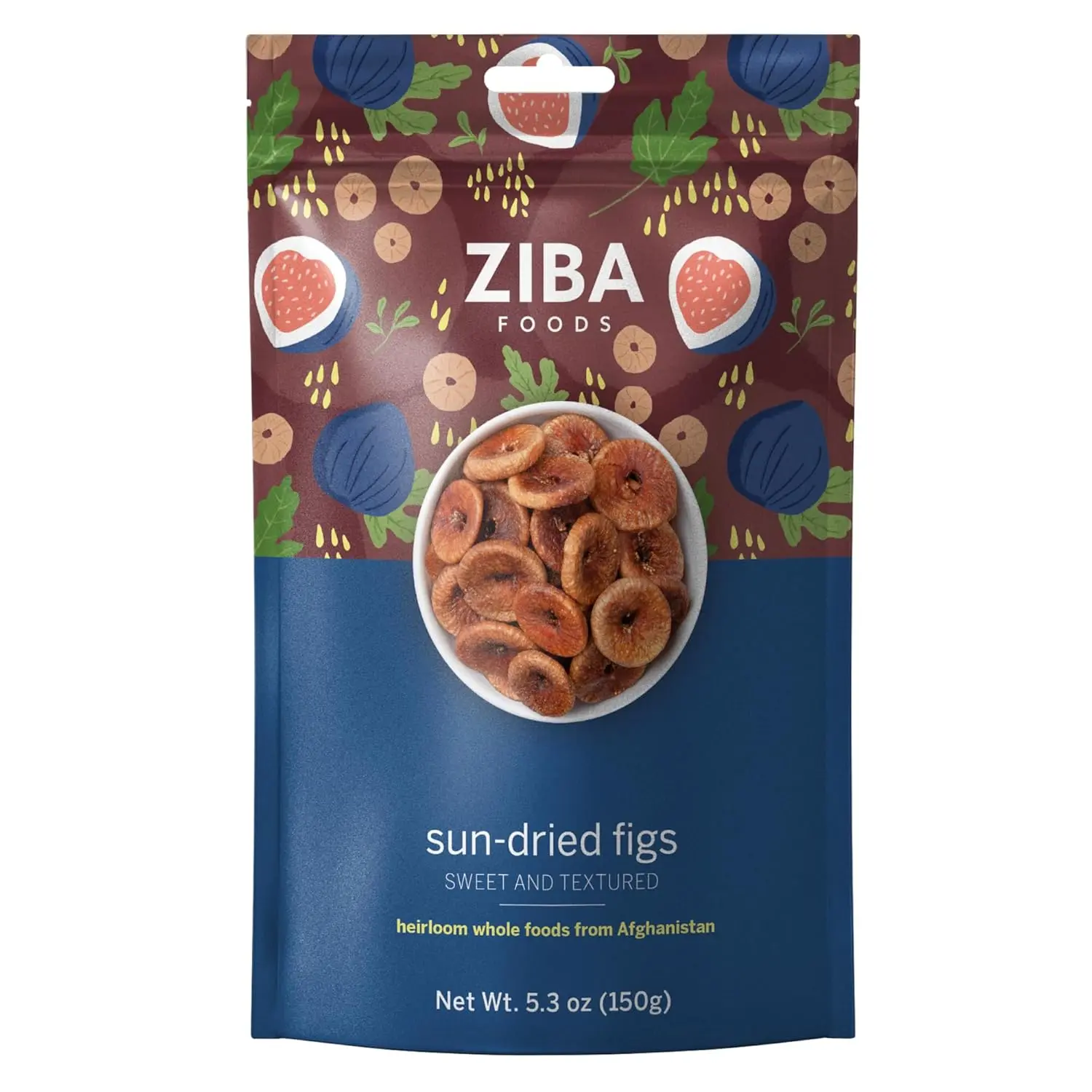 Ziba Foods Sun Dried Figs | 5.3 oz | No Sugar Added Non-GMO, Gluten Free Dried Fig Snack | Vegan Figs Dried Fruit Easy to Seal Bag