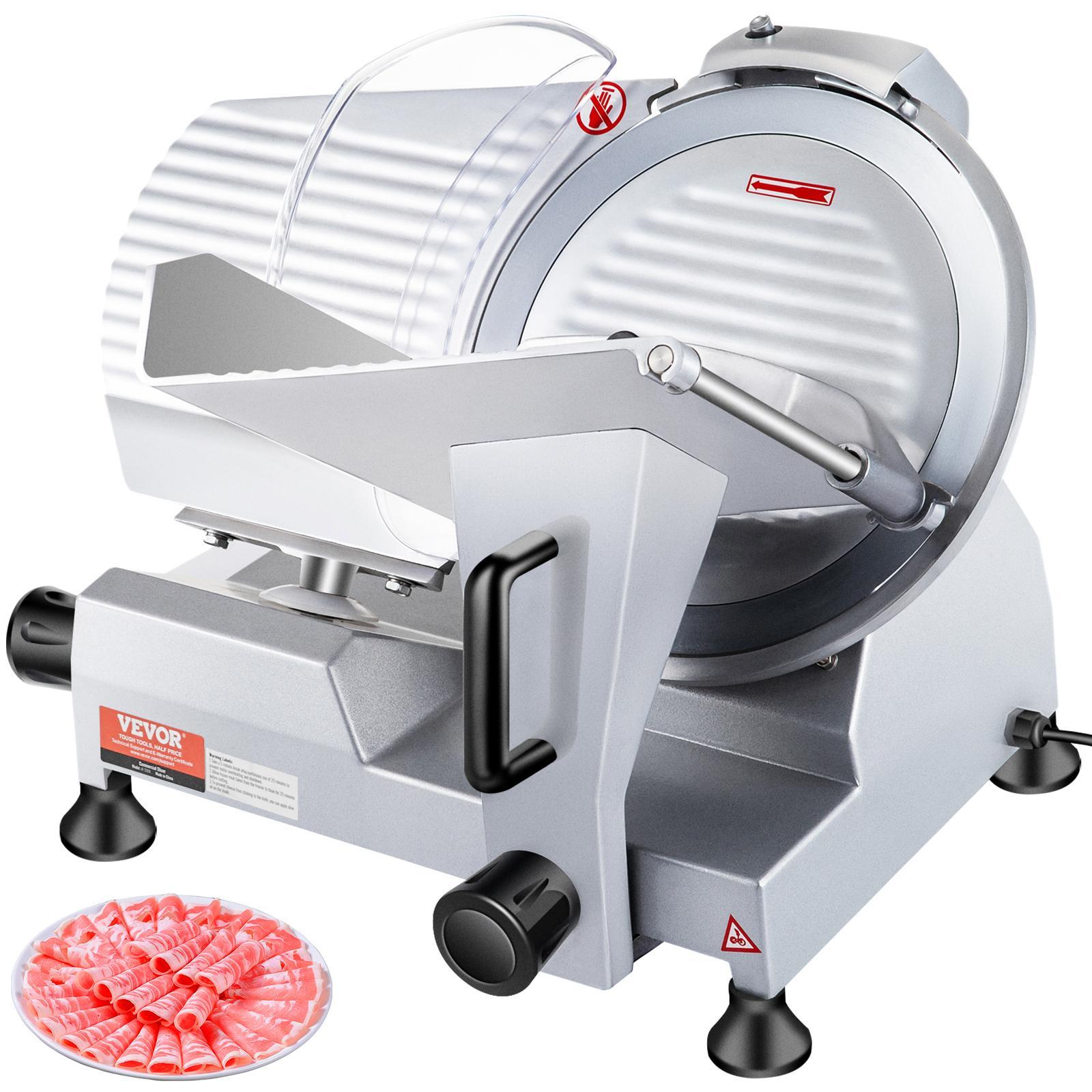 【Spotlight Day】VEVOR 240W Commercial Meat Slicer, Electric Deli Food Slicer, 10" Carbon Steel Blade Electric Food Slicer, 350-400RPM Meat Slicer, 0 - 0.47 inch Thickness Adjustable for Commercial and Home Use