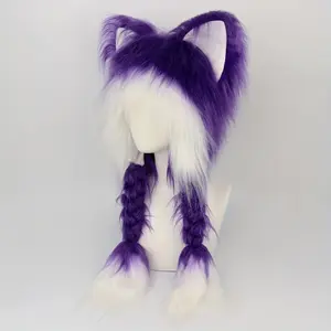 Cute Cat Ear Plush Hat with Fluffy White & Pink Ears - Y2K Anime-Inspired Role-Play Accessory for Halloween, Christmas, Cosplay - Warm Winter Hat for Outdoor Live Streaming, Costume Parties & Gifts, Cat Hat, Halloween Accessory, Whimsical D Masks
