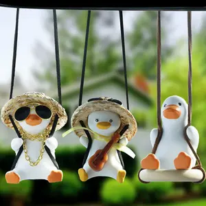Swing Duck Car Rearview Mirror Ornament, Straw Hat Scarf Duck, Pipe Hat Duck, Christmas Duck, Unisex Hanging Pendant, Car Hanging Decoration