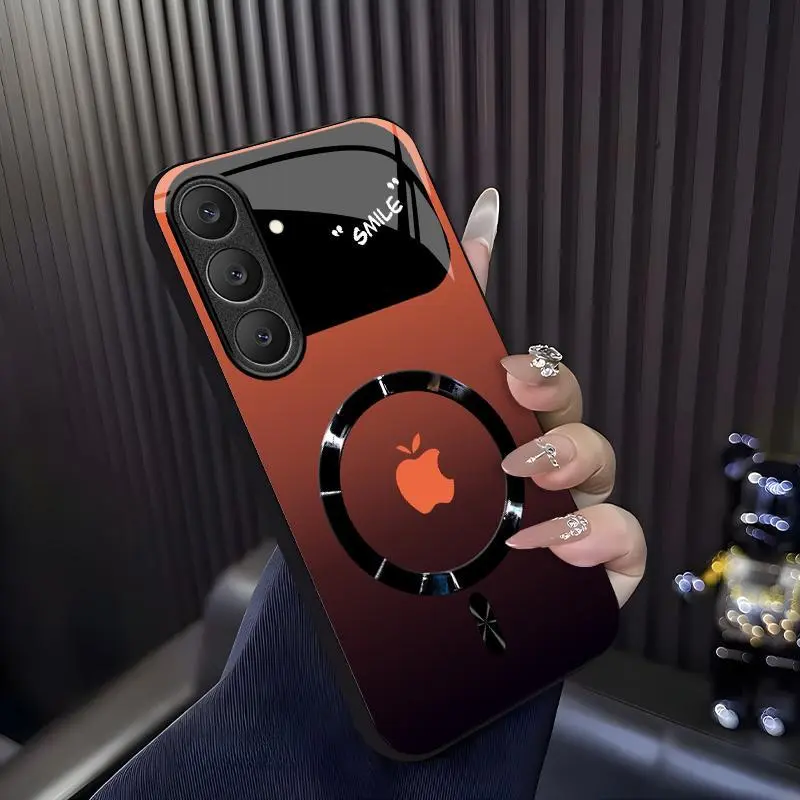 Glossy Mirror Lens "SMILE" Series Luxury Gradient MagSafe Shockproof Casing for Galaxy S25 FE 952, Smartphone & Cellphone Accessories for Electronic Devices