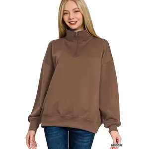 Zenana Scuba Quarter-Zip Sweatshirt