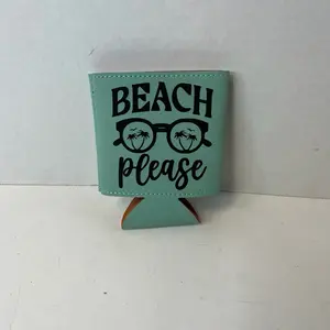 Beach Please Koozie | Cute Summer Drink Holder ️Teal Great for Beach Parties
