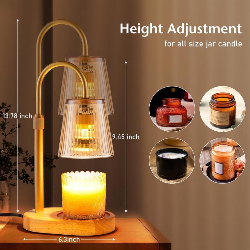 Adjustable Candle Warmer Lamp with Timer & Dimmable Light, Electric Flameless Wax Melter for Small Jar Candles, Height Adjustable Top-Down Heater, Modern Home Desk Decor, Perfect Gift for Women & Mom on Birthday