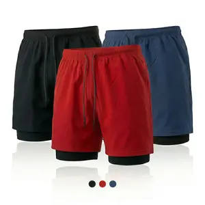 MUSDRE Men's 2 in 1 Running Shorts Quick Dry Lightweight Athletic Gym Workout Shorts with Compression Liner, Elastic Waist Drawstring Training Activewear for Jogging Basketball Fitness, 3 Pack tiktokshopspringglowup,summervibes outdoorfun