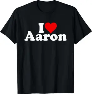 I LOVE HEART AARON Casual Short Sleeve Cotton T-Shirt