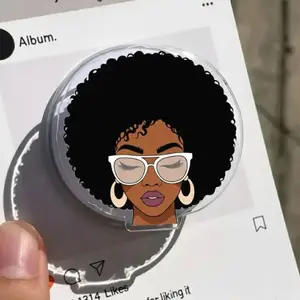 Power And Beautiful Woman Art Phone Grip, Decorative Phone Holder With Curly Hair Female Portrait, Phone Accessories, Gift For Her