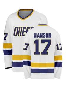Ice Hockey Jersey #17 Charleston Chiefs, Movie Head Coach Ice Hockey Uniform, Comfortable Breathable Quick Dry, Perfect Gift Choice