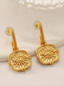 French Vintage Matte Sunflower Earrings Silver Needle Ins Style Luxury Minimalist Elegant Antique Jewelry