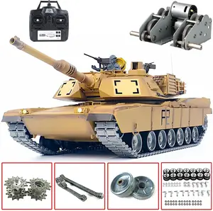 Abrams M1A2 US Tank, 1/16 RC Military Model, Heng Long 3918 PRO Edition Upgrade Steel Gear Track Suspension Sprocket Idler Road Wheel, Airsoft Infrared Combat, Smoke Sound Light Recoil