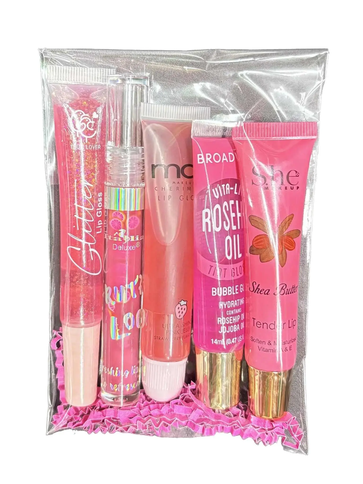 5 Pack Color Coordinated Lippie Bundle  Lipgloss Cosmetic Lipstick Gift