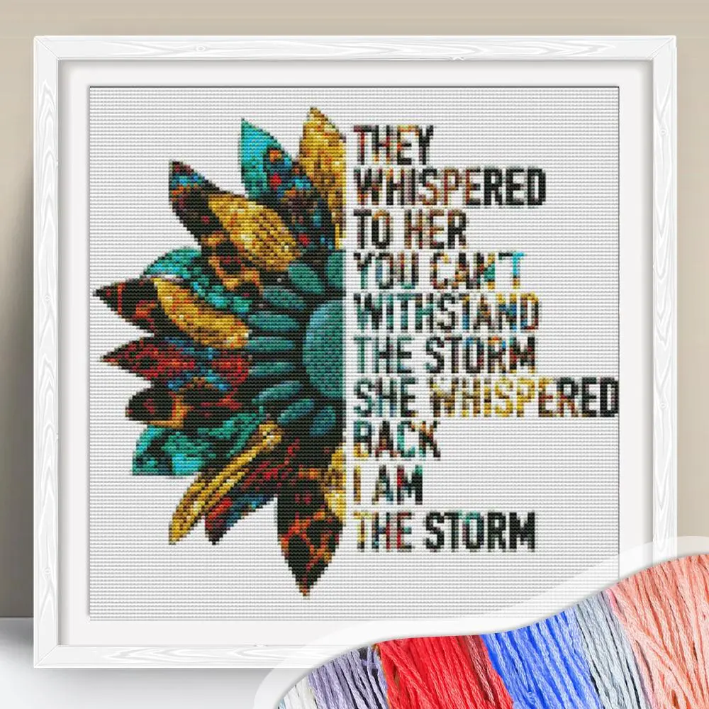 Flower Pattern Cross Stitch Kit, 11CT Cross Stitch Printed Canvas, DIY Cross Stitch Kit for Home Decor, DIY Embroidery Supplies, Embroidery Design, Embroidery Craft, Embroidering Design