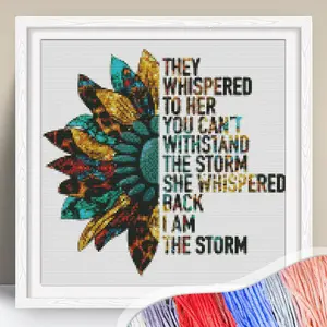 Flower Pattern Cross Stitch Kit, 11CT Cross Stitch Printed Canvas, DIY Cross Stitch Kit for Home Decor, DIY Embroidery Supplies, Embroidery Design